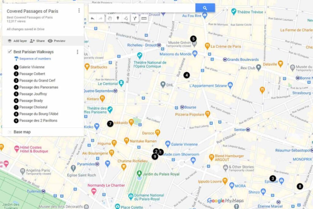 France Passages Jouffroy Panoramas Vivienne Map