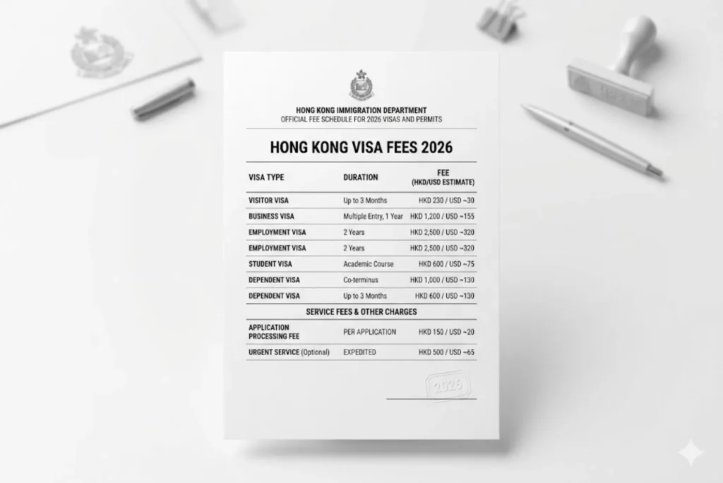Hong Kong Visa Price in 2026