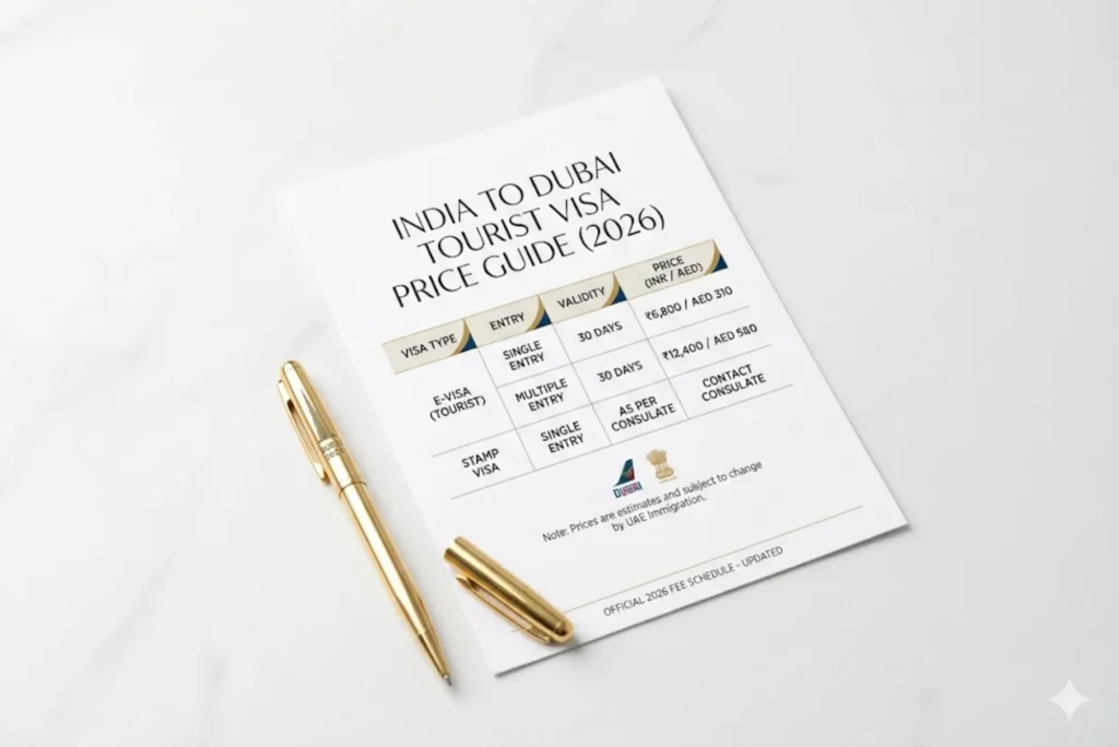 India to Dubai Tourist Visa Price in 2026
