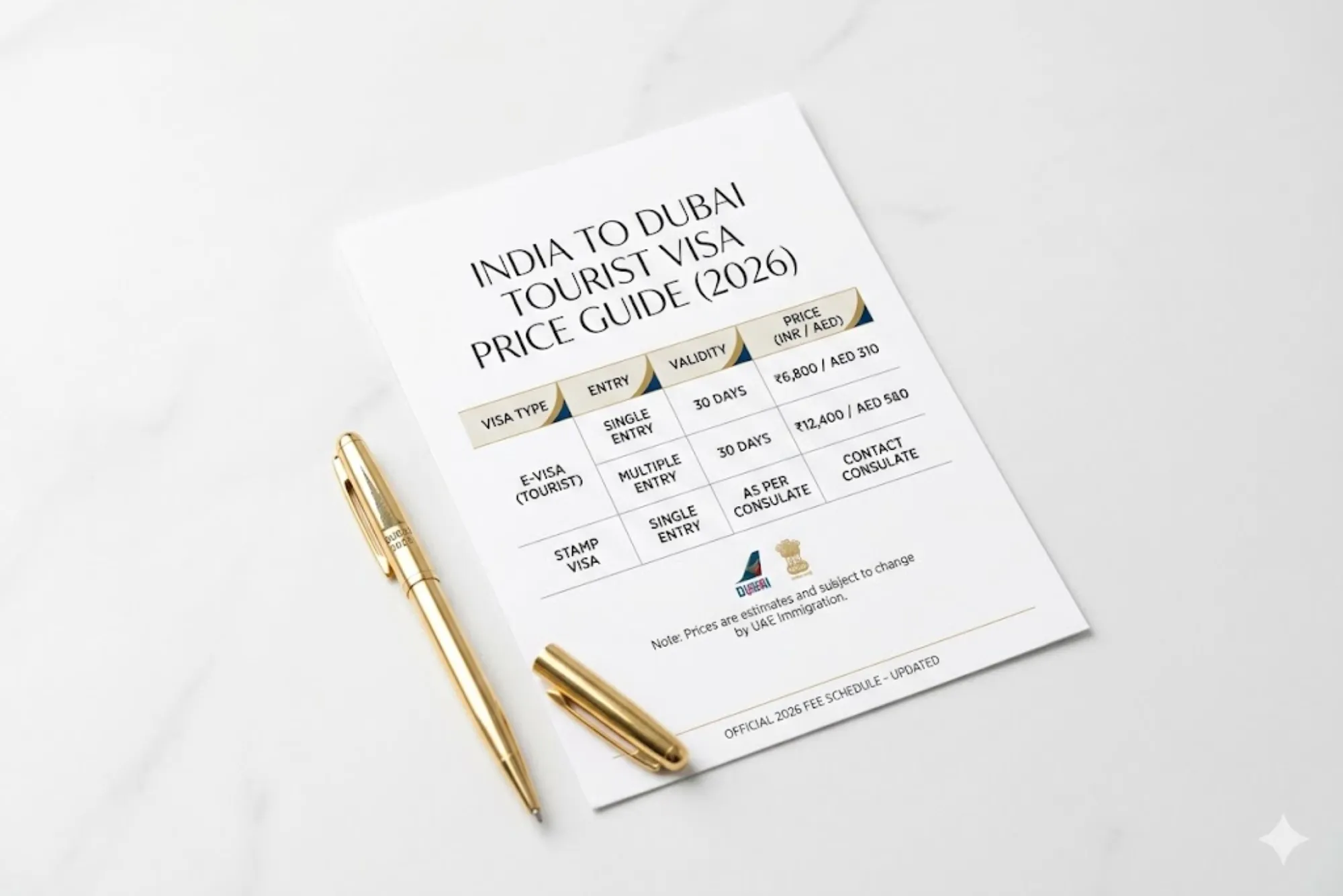 India to Dubai Tourist Visa Price in 2026